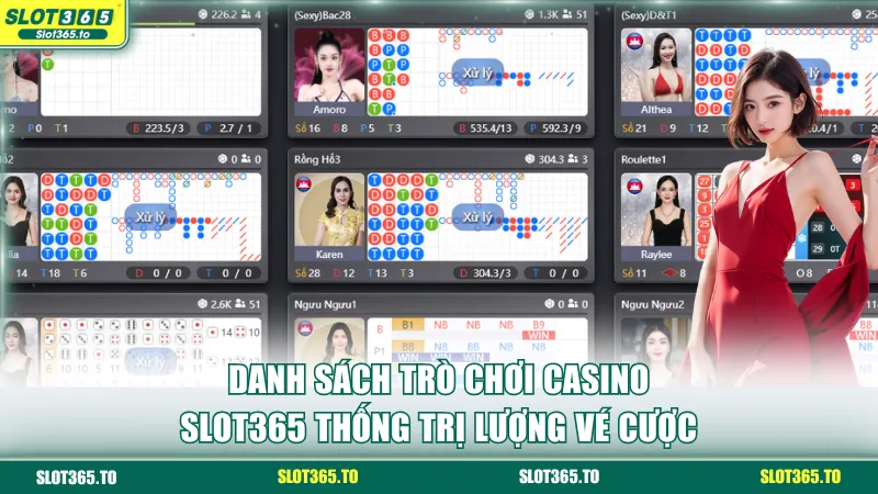 Danh sách trò chơi casino SLOT365 thống trị lượng vé cược