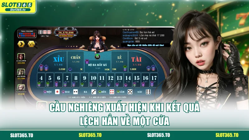 Cầu nghiêng xuất hiện khi kết quả lệch hẳn về một cửa